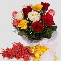 Diwali Crackers and Roses Combo