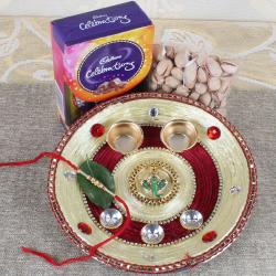 Rakhi With Puja Thali - Precious Rakhi Puja Thali Hamper