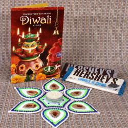 Hersheys Treat with Artificial Rangoli and Diwali Card