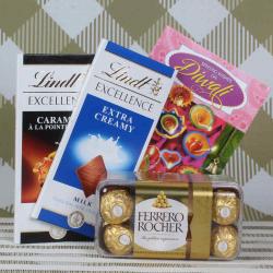 Diwali Gift Hampers - Lindt and Rocher hamper with Diwali Greeting card