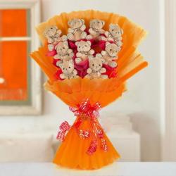 Birthday Soft Toys - Cute Teddy Bouquet Online