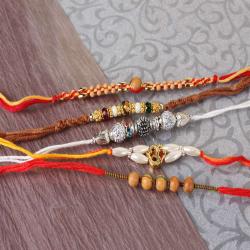 Set Of 5 Rakhis - Unique Collection Set of Five Beads Rakhi