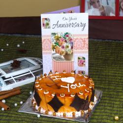 Send Anniversary Greeting Card with Butterscotch Cake To Noida