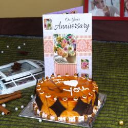 Send Anniversary Greeting Card with Butterscotch Cake To Calicut