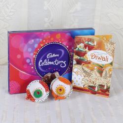Diwali Gifts to Visakhapatnam - Cadbury Celebration Chocolate with Earthen Diya and Greeting Card