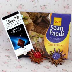 Diwali Sweets - Soan papdi with Diwali Diya Hamper