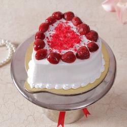 Fathers Day Gifts From Daughter - Eggless Heart Shape Strawberry Cake