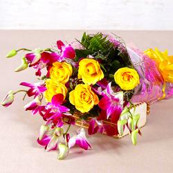 Friendship Day Express Gifts Delivery - Bouquet of Orchids and Roses