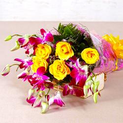 Fathers Day Flowers - Bouquet of Orchids and Roses