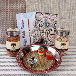 Rakhi With Puja Thali - Stunning Raksha Bandhan Gift for Bhai