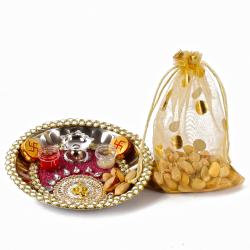 Send Bhai Dooj Gift Pistachio and Thali Combo for Bhai Dhooj To Kupwara