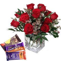 Friendship Day Gift Hampers - Vase Arrangement with Assorted Chocolates