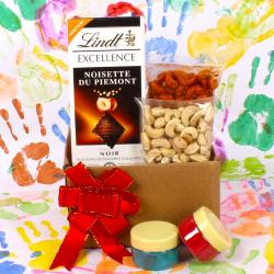 Holi Gift Hampers - Lindt Chocolate with Assorted Cashew Nuts for Healthy Holi