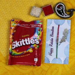 Single Rakhi Combos - Skittles Chocolate Rakhi Gift Combo