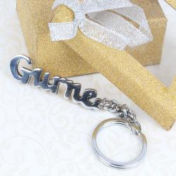 Send Personalized Gift Personalised Cursive Script Brass Keychain To Mangalore