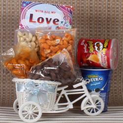 Send Valentines Day Gift Love Treat of Dry fruits and Chips To Ahmedabad