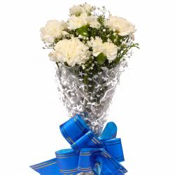 Flowers by Sentiments - Bouquet of Pure Six White Carnations