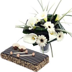 Wedding Flower Hampers - Truffle Cake With Exclusive Flowers