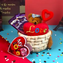 Valentines Romantic Chocolate Hampers - Teddy Love Silk Choco Basket