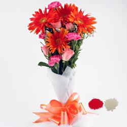 Bhai Dooj Gift Ideas - Dual Color Combionation Flower Bouquet for Bhaidooj Gift