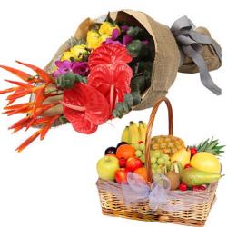 Flowers with Fruits - Pampering Fruit Basket