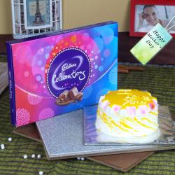 Mothers Day Gifts to Patna - Half Kg Pineapple Cake with Celebration Pack for this Mothers day