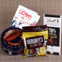 Valentine Chocolates Gifts - Imported Chocolates with Cookies Hamper Valentines Day