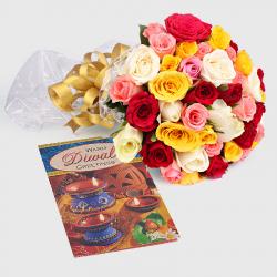 Diwali Gifts to Visakhapatnam - Diwali Gift of 50 Mix Roses with Card