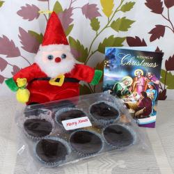 Christmas Gifts Citywise - Cup Cake and Christmas Greeting Card with Toy Santa