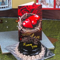 Send Cakes Gift I Love You Chocolate Cake with Love Greeting Card To Lucknow