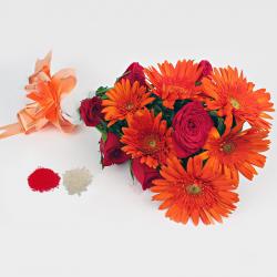 Bhai Dooj Gift Ideas - Bhaidooj Special Twin Color and Flowers Bouquet