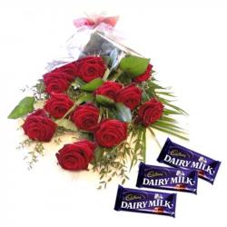 Cadbury Dairy Milk Chocolate with Red Roses Bouquet