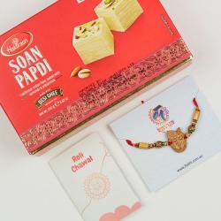 Rakhi to UAE - Divine Rakhi With Soan Papdi -For UAE