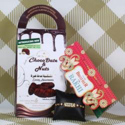 Rakhi With Dry Fruits - Choco Dates and Nuts Pack with Veera Rakhi