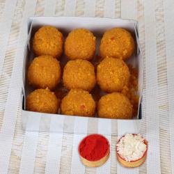 Holi Bhaidooj Tikka - Box of Motichur Ladoo for Sweet Bhai