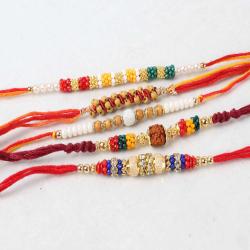 Set Of 5 Rakhis - Designer Tiny Beads Rakhi Combo for Brothers