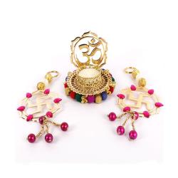 Home Decor Gifts for Her - Gudi Padwa Hamper of Om Diya with Swastik Hangings