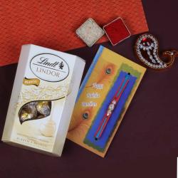 Rakhi With Chocolates - White Lindor Chocolate Rakhi Gift