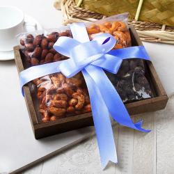 Gifts for Sister - Roasted Dry Fruits with Chocolate Cashew in a Tray