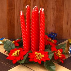 Christmas Decoration - Pillar Candles with Artifcial Floral Wreath