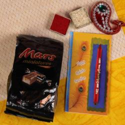 Single Rakhi Combos - Mars Miniature Chocolate Rakhi Gift Combo