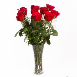 Vase Arrangement - Vase of 10 Romantic Red Roses