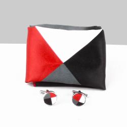 Gifts for Dad - Multi Shades Handkerchief with Cufflinks Set