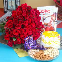 Valentine Flowers with Dryfruits - Collection of Valentine Gift