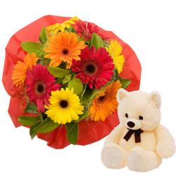 Cakes and Soft Toys - Ten flowers with Teddy