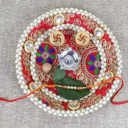 Rakhi With Puja Thali - Designer Rakhi Puja Thali Online