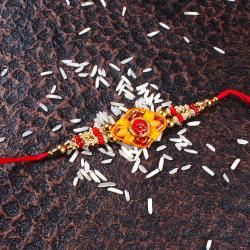 Ganesha Rakhis - Om Stylish Golden Beads Rakhi