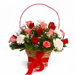 Missing You Gifts for Wife - Multi Color Floral Basket Arrangement