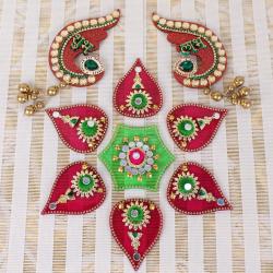 Home Decor Gifts Online - Diwali Acrylic Pattern Rangoli with Shubh Labh Door Hanging