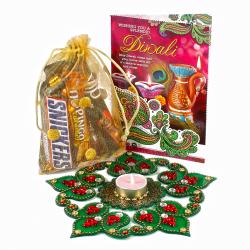 Diwali Rangoli - Diwali Chocolate Hamper with Rangoli and Card